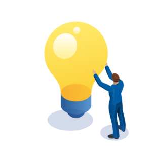 man holding a light bulb