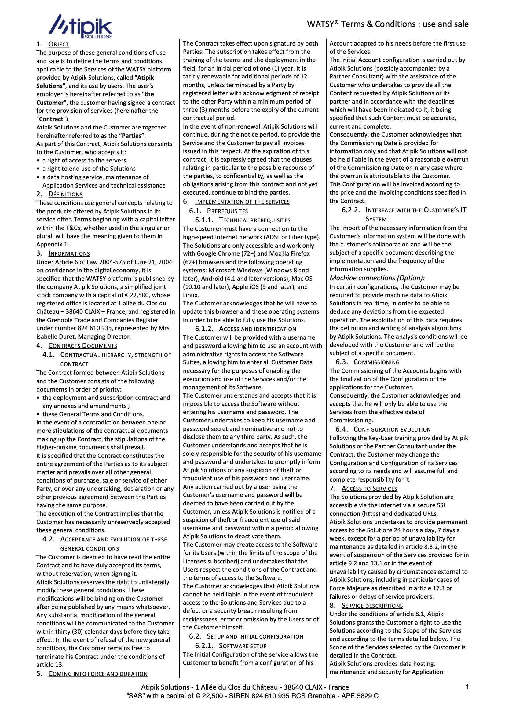 CGU CGV English Atipik Solutions