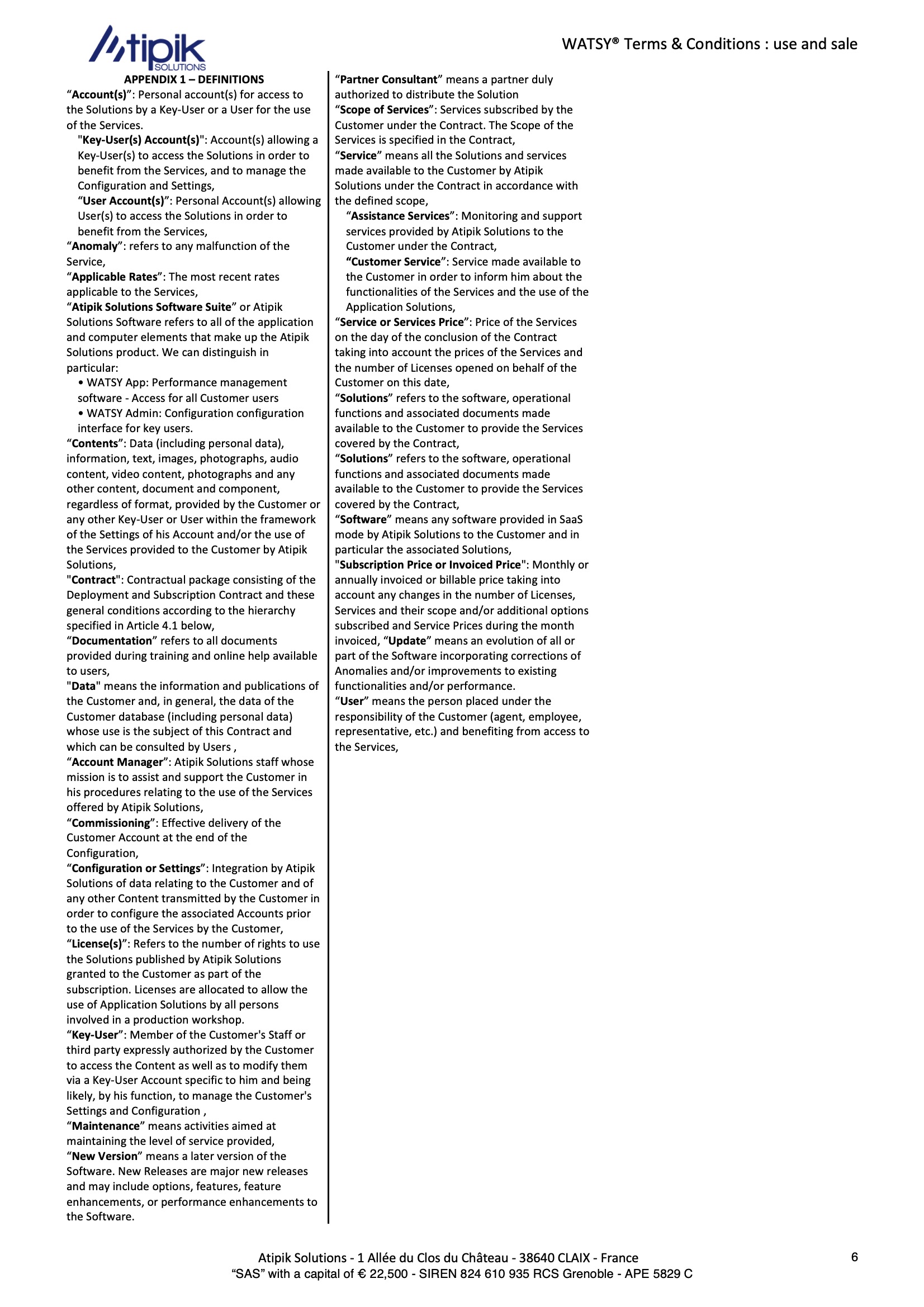 CGU CGV English Atipik Solutions